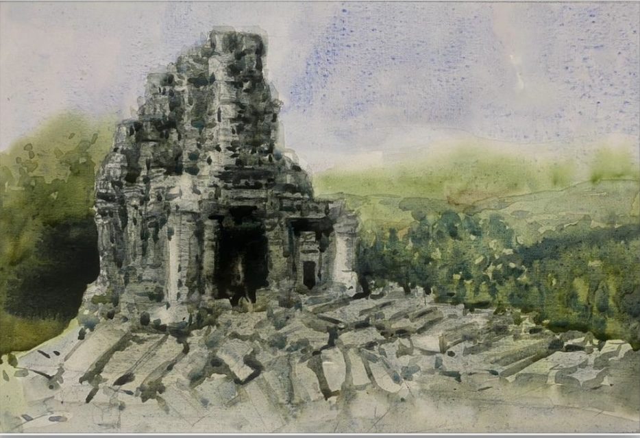 Small temple ruin on a platform